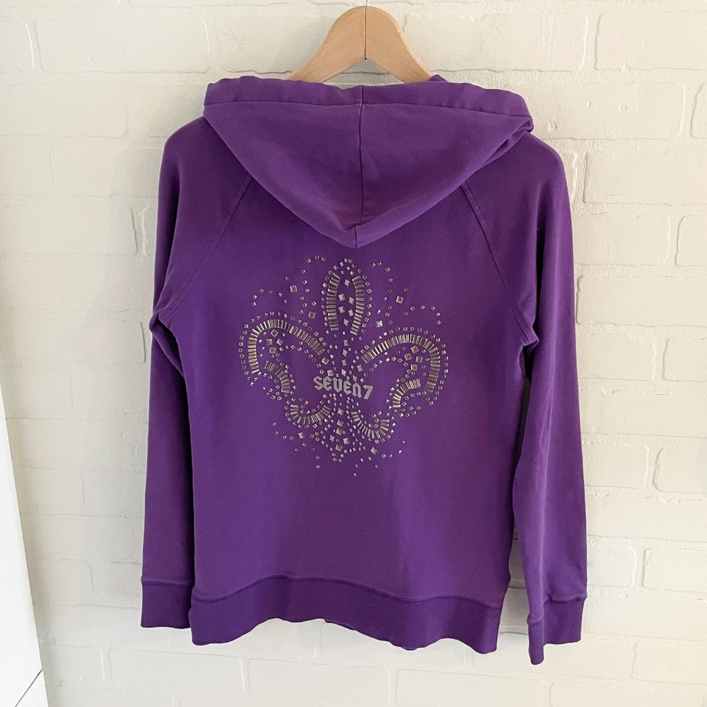 Vintage Y2K 7 for All Mankind Women’s Hoodie Studds Pockets Full zip Sz M